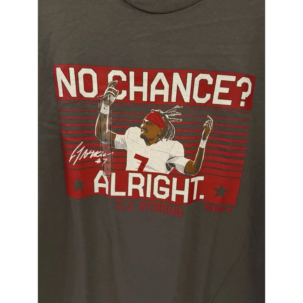 BreakingT Men's Houston Texans C.J. Stroud #7 No Chance? Alright T-Shirt -L- NWT